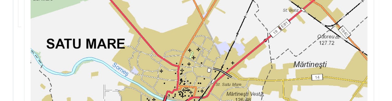 Hartă a municipiului Satu Mare și a localităților învecinate